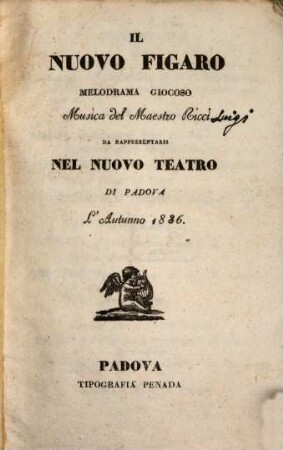 Il nuovo figaro : Melodrama giocoso