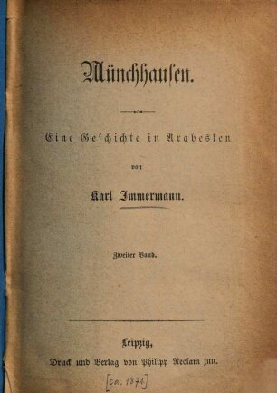 Münchhausen : eine Geschichte in Arabesken. 2