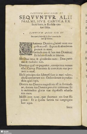 Sequuntur Alii Psalmi, Sive Cantica Ex sacris literis, in Ecclesiis cantari solita. [Schluß fehlt]