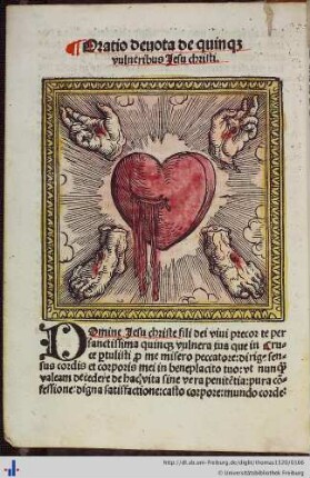 Oratio devota de quinq[ue] vulneribus Jesu christi.
