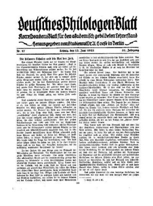 Die höheren Schulen und die Not der Zeit