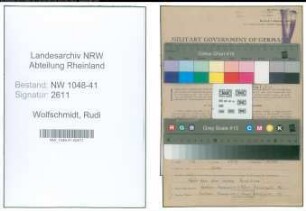 Entnazifizierung Rudi Wolfschmidt , geb. 11.09.1920 (Polizist)