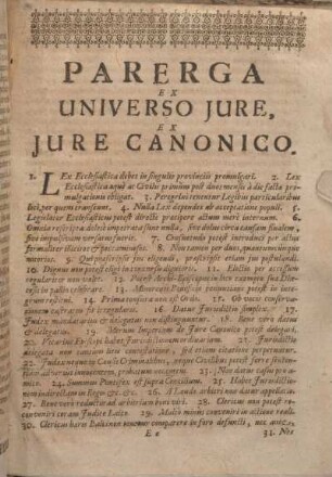 Parerga Ex Universo Jure, Ex Jure Canonico.