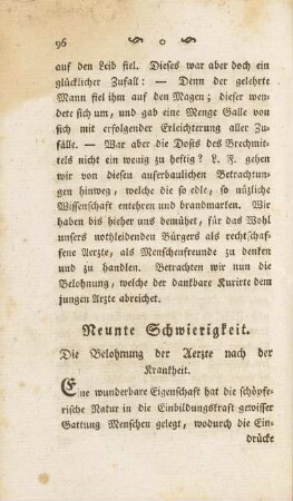 Neunte Schwierigkeit. Die Belohnung der Aerzte nach der Krankheit.