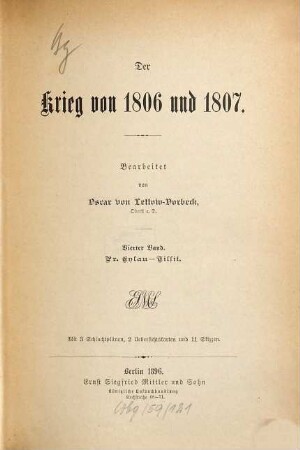 Der Krieg von 1806 und 1807, 4. Pr. Eylau - Tilsit