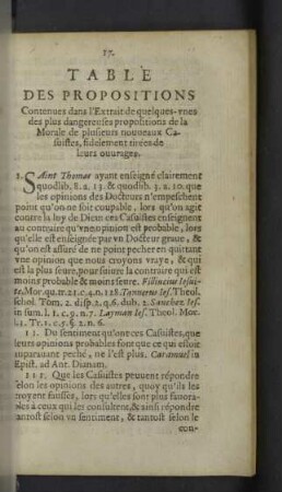 Table des Propositions