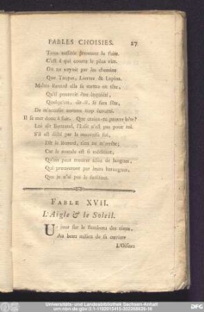 Fable XVII. L'Aigle & le Soleil.