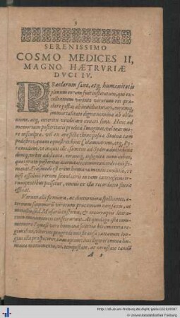 Serenissimo Cosmo Medices II, Magno Haetruriae Duci IV.