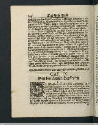 Cap. IX. Von des Weisen Tapfferkeit.