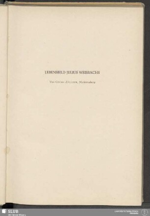 Lebensbild Julius Weisbachs
