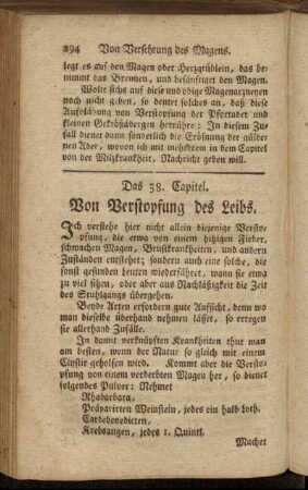 Das 38. Capitel. Von Verstopfung des Leibs.