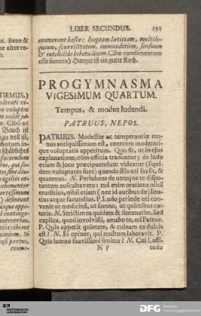 Progymnasma Vigesimum Quartum. Tempus, & modus ludendi.