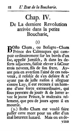 Chap. IV. De La derniere Revolution arrivée dans la petite Boucharie.
