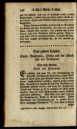 Das zehente Capitel. Ceres, Proserpina, Diana und der Mond, Isis und Telesphorus