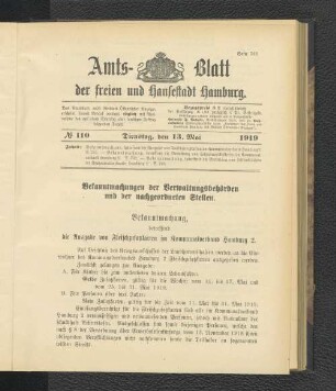 No.110, Dienstag, den 13. Mai 1919