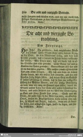 Die acht und vierzigste Betrachtung. Am Freytage