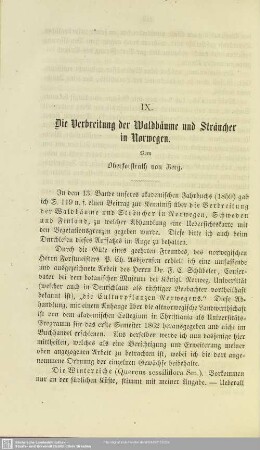 IX. Die Verbreitung der Waldbäume und Sträucher in Norwegen.