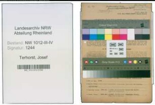 Entnazifizierung Josef Terhorst , geb. 19.03.1904 (Obersekretaer)