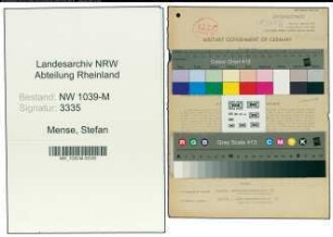 Entnazifizierung Stefan Mense , geb. 25.03.1905 (Schlosser)