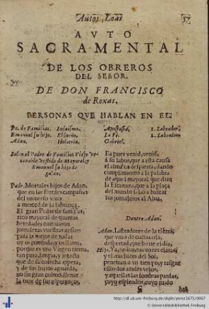 Auto de los Obreros del Señor.