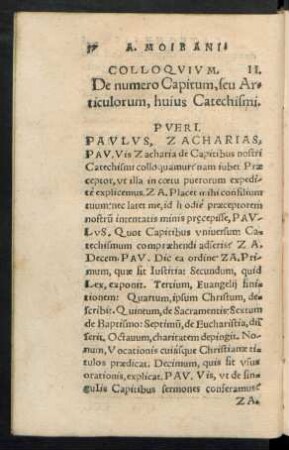 Colloquium. II. De numero Capitum, seu Articulum, huius Catechismi.
