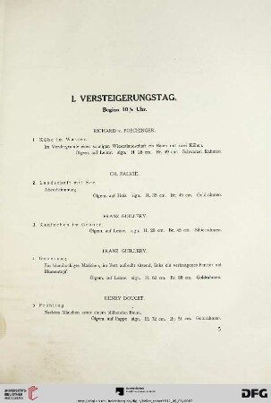I. Versteigerungstag (Nr. 1-112)