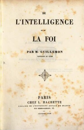 De l'intelligence et la foi