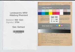 Entnazifizierung Gerhard Van Der Giet , geb. 03.07.1899 (Klempner)
