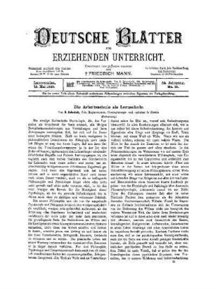 Die Arbeitsschule als Lernschule : (Fortsetzung)