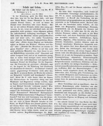 Curtmann, W. I. G.: Die Schule und das Leben, eine gekrönte Preisschrift. 2. Aufl. Friedberg: Bindernagel 1847 (Beschluss von Nr. 286)