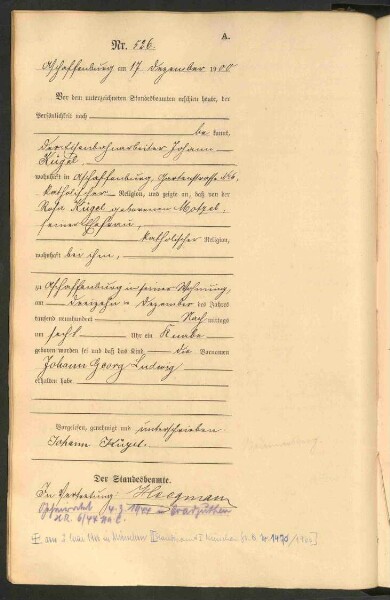 Standesamtsbuch der Stadt Aschaffenburg: Geburten 365/1900 - 184/1901