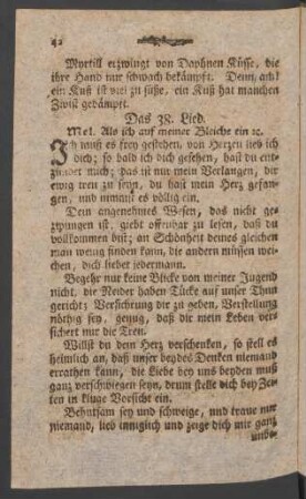 Das 38. Lied. Mel. Als ich auf meiner Bleiche ein [et]c.