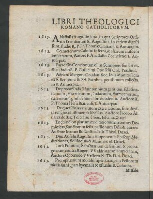 Libri Theologici Romano Catholicorum.