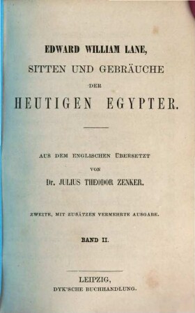 Sitten und Gebräuche der heutigen Egypter, 2