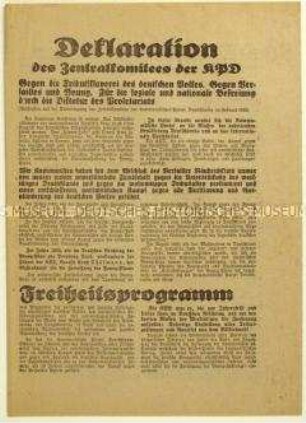 Flugschrift der KPD gegen den Young-Plan und Aufruf zur Unterstützung