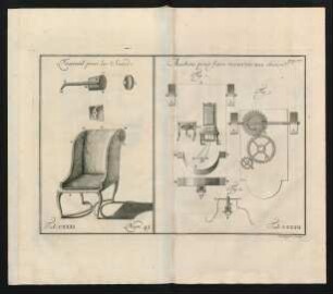 Fauteuil pour les Sourds. Num. 45. Tab. CXXXI. Machine pour faire mouvoir une chaise. Num. 45. Tab. CXXXII.