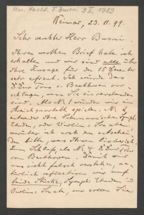 Brief an Ferruccio Busoni : 23.11.1899