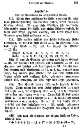 4. Von der Summirung der arithmetischen Reihen.