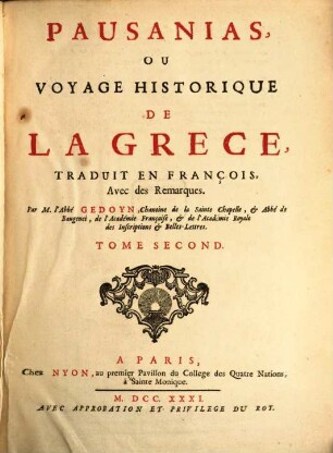 Pausanias, ou voyage historique de la Grece, 2