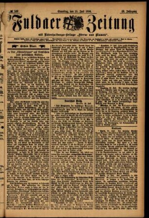 Erste Ausgabe vom Samstag, den 25. Juli 1896.