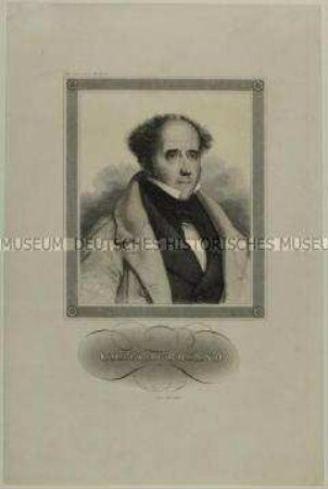 Porträt des Schriftstellers und Politikers François René de Chateaubriand - Illustration aus Meyers Conversations Lexikon