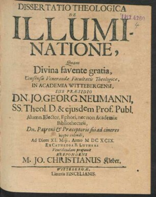 Dissertatio Theologica De Illuminatione