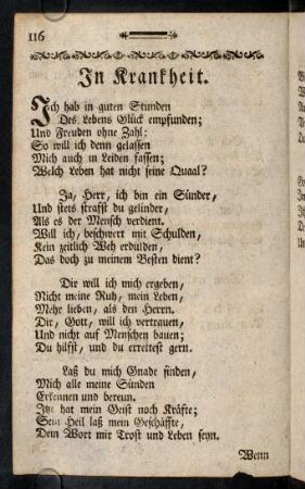 116-126, In Krankheit. - Wider den Geiz.