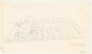 Siedlergarten 1500 qm: Perspektivische Ansicht (Vogelschau)