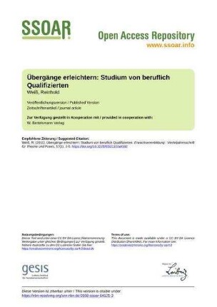 Übergänge erleichtern: Studium von beruflich Qualifizierten