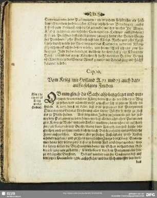 Cap. 10. Vom Krieg mit Holland A. 72 und 73. auch darauff erfolgten Frieden