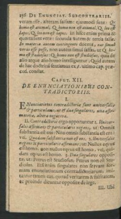Caput XII. De Enunciationibus Contradictoriis.