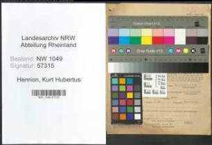 Entnazifizierung Kurt Hubertus Henrion , geb. 06.08.1911 (Dezernent)