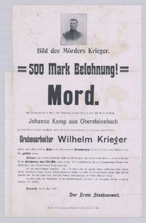 "500 Mark Belohnung! // Mord."