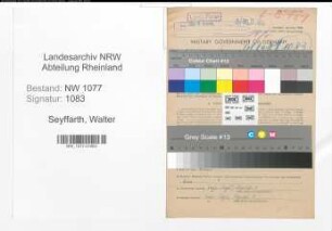 Entnazifizierung Walter Seyffarth , geb. 05.11.1912 (Polizist)